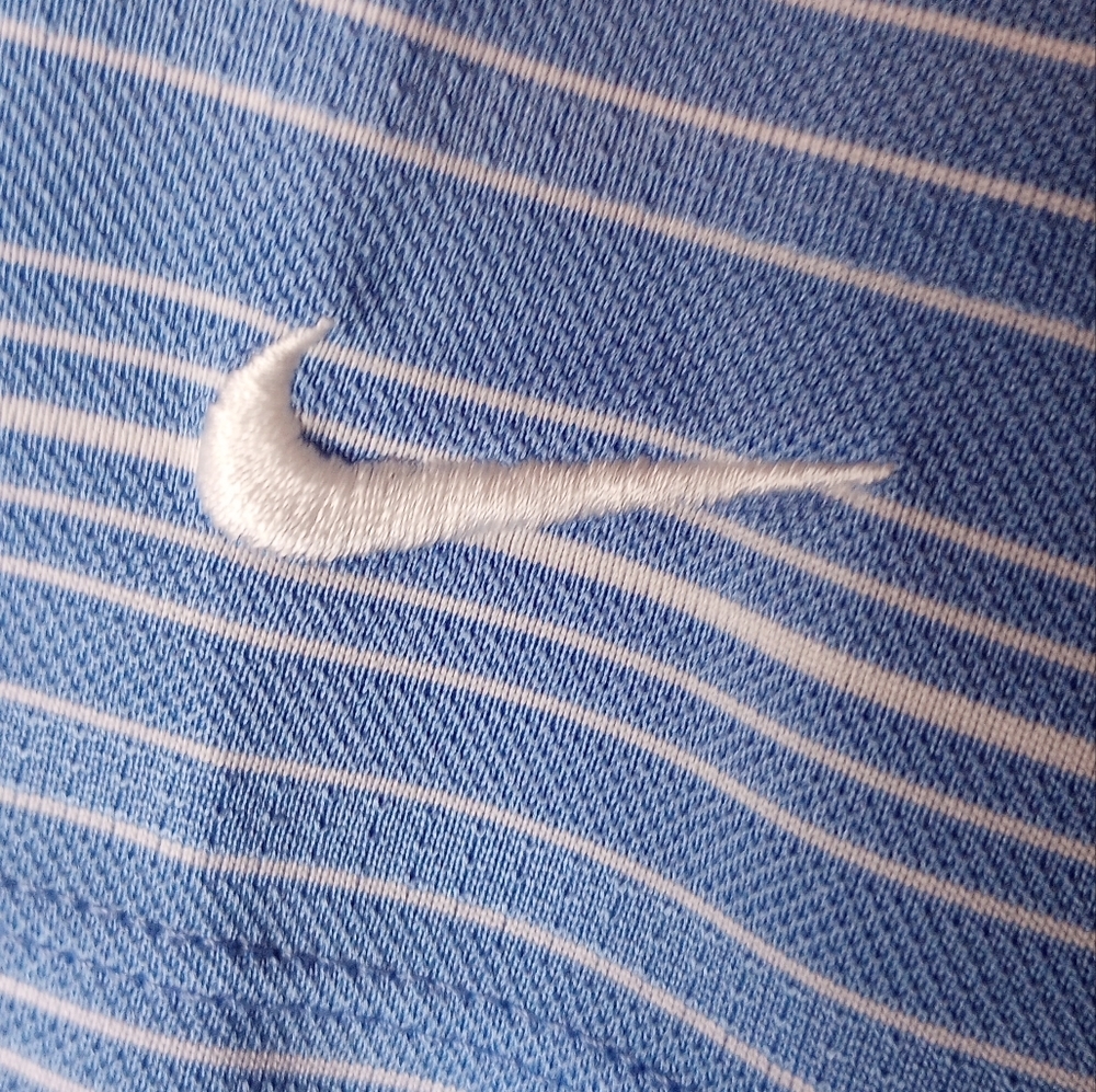 Nike Golf Men's Dri-Fit Blue White Striped Short Sleeve Polo  Large - Picture 7 of 11